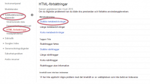 Dubbla metabeskrivningar i Google Search Console
