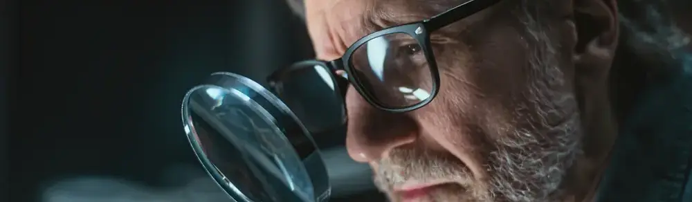 man med förstoringsglas