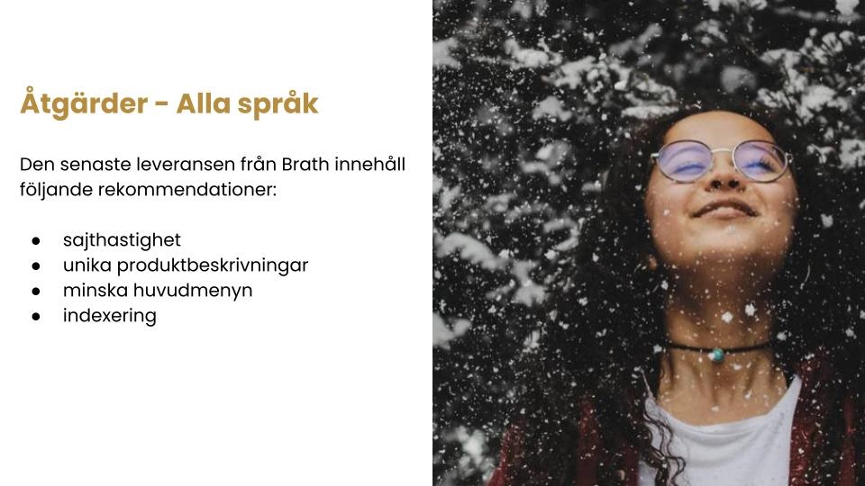 Tidigare åtgärder, en slide ur en SEO-strategi från Brath