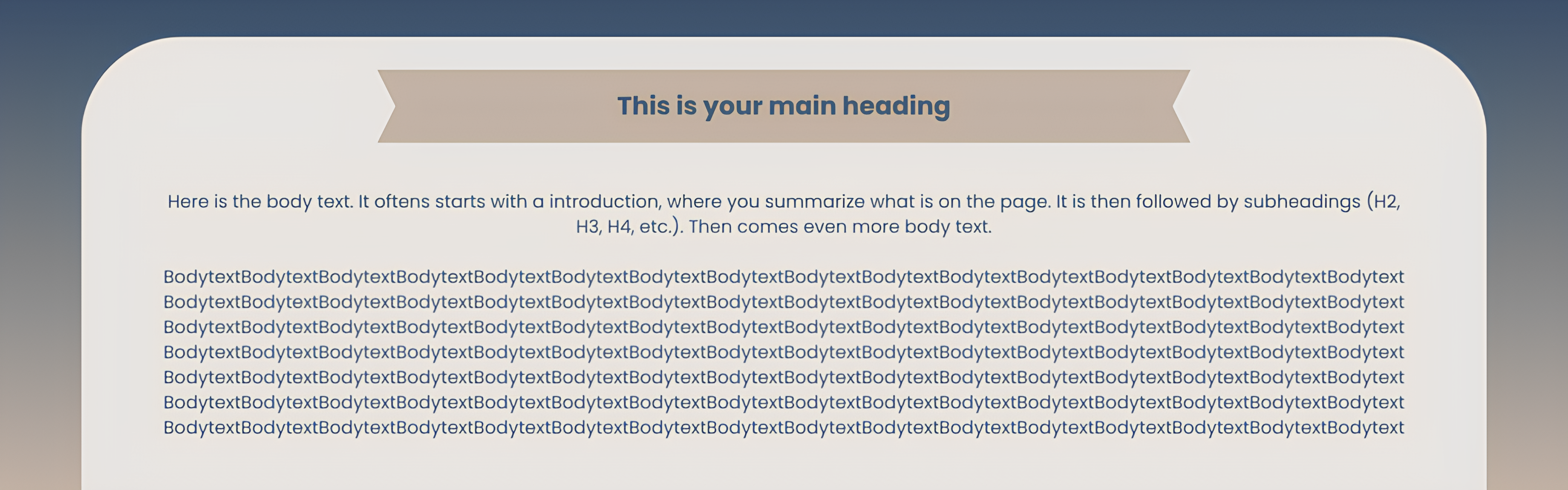 image that visualizes what the body text looks like on a landing page