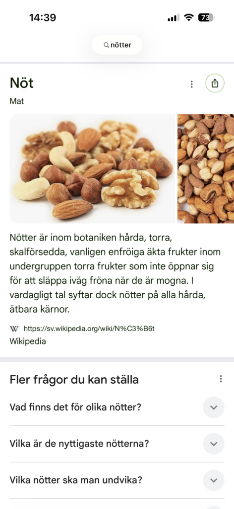 Googlesökning på "nötter"