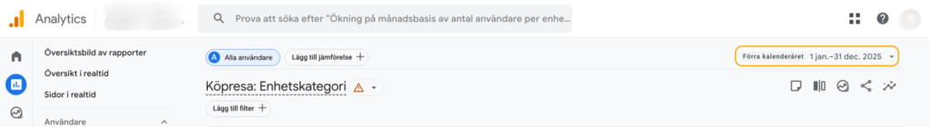 Justera datumintervall i Google Analytics 4